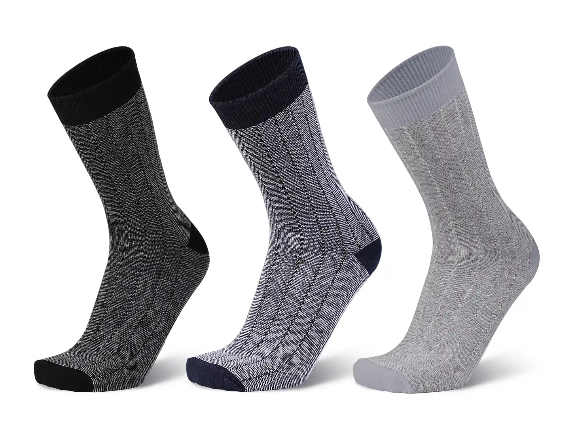 Men's Crew Length Cotton Striped Socks, Pack of 3