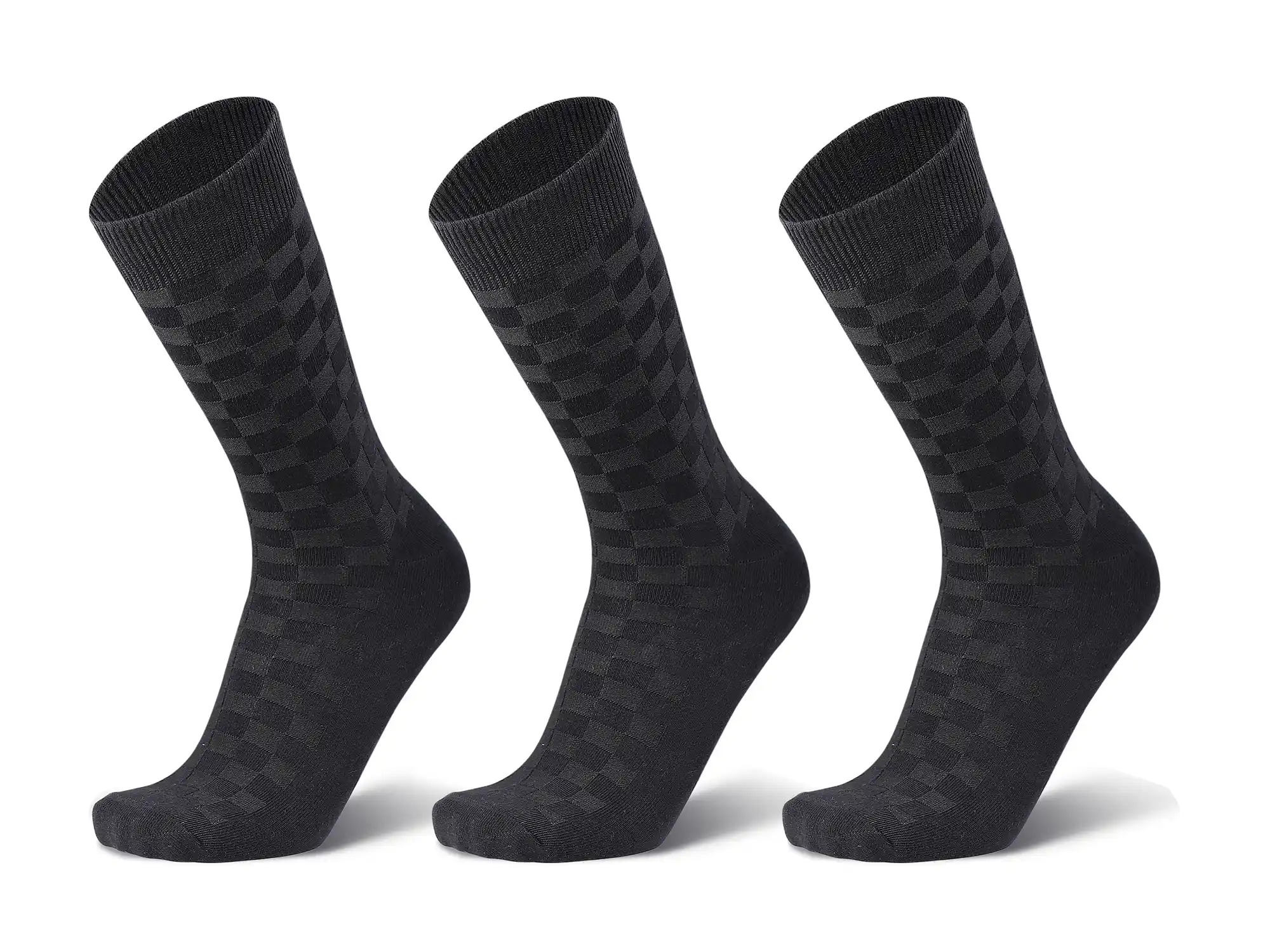 Men's Crew Length Black Cotton Socks, Pack of 3