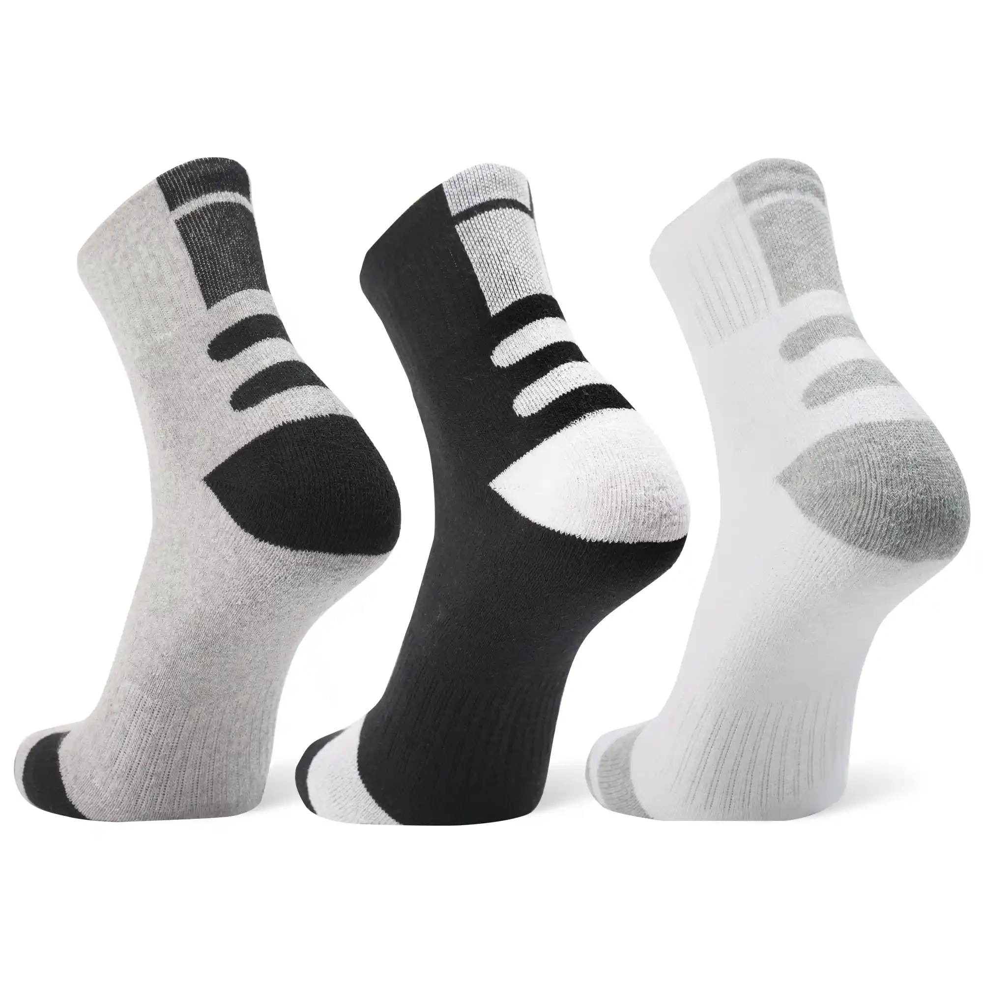 Men's Ankle Length Full Terry Cotton Sports Socks, Pack of 3