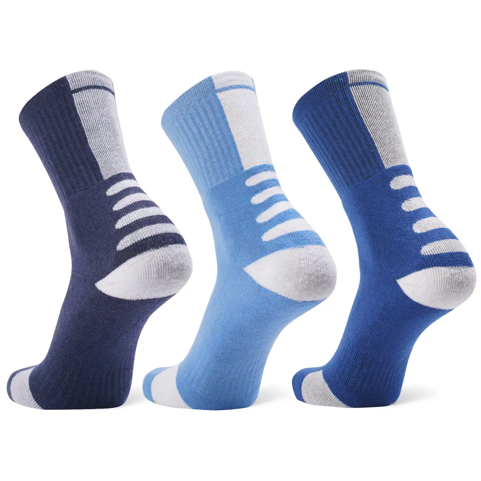 Men's Crew Length Full Terry Cotton Sports Socks, Pack of 3