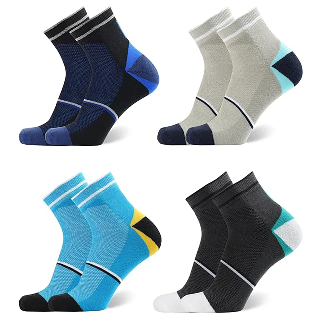 Men's Ankle Length Full Terry Cotton Sports Socks, Pack of 4 Pairs