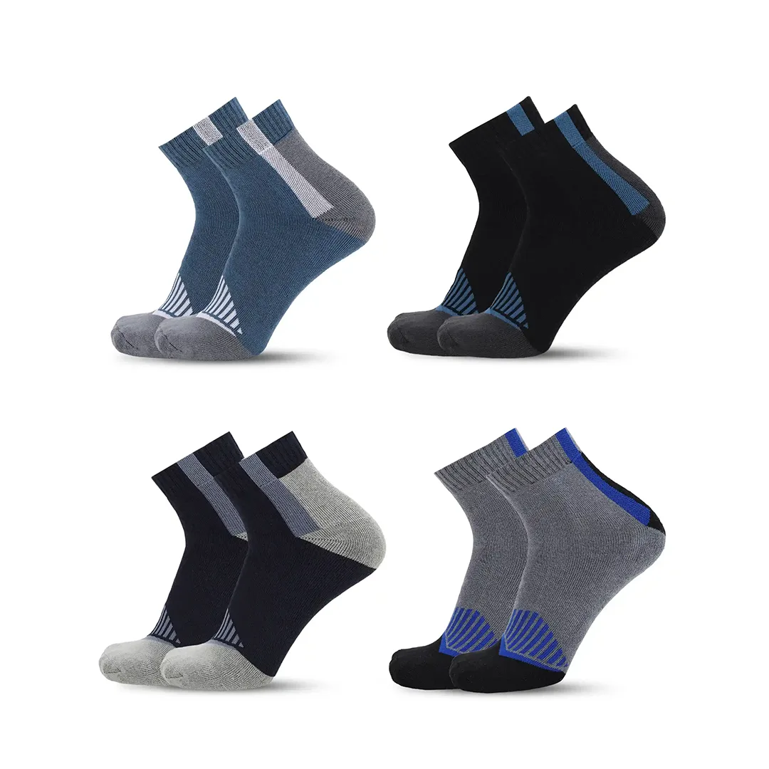 Men's Ankle Length Cotton Socks, Pack of 4 Pairs