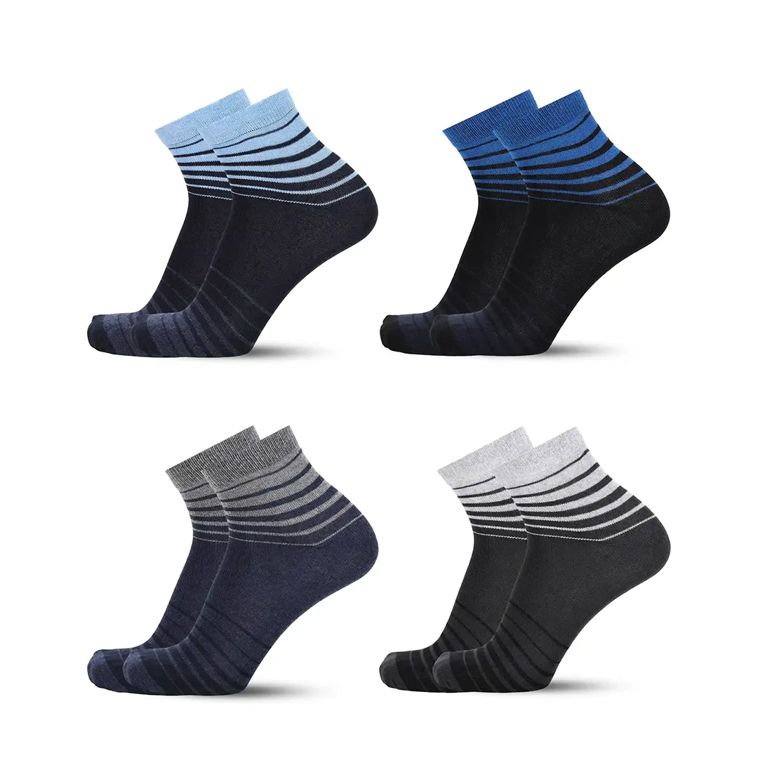 Men's Ankle Length Cotton Socks, Pack of 4 Pairs