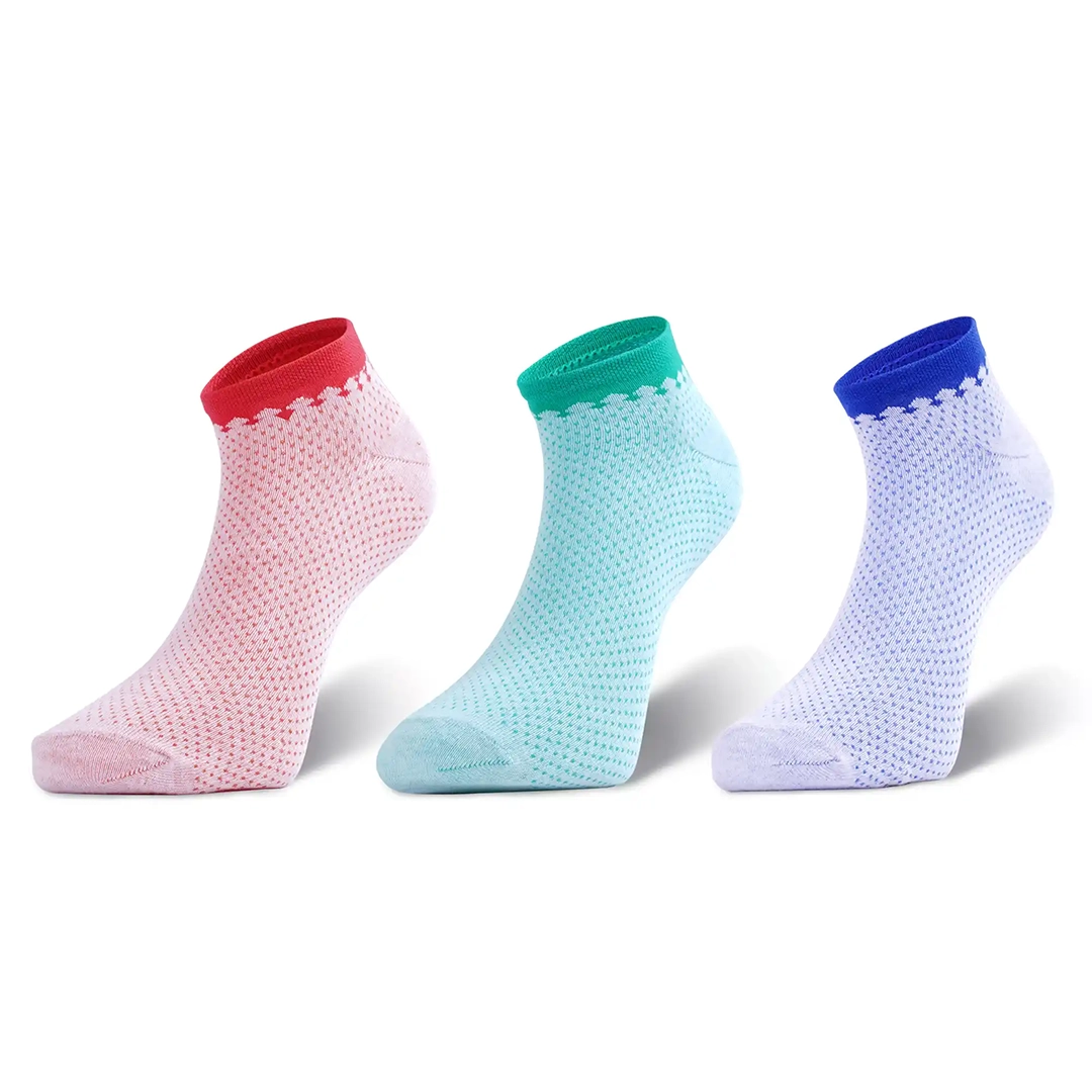 Women's Ankle Length Cotton Socks, Pack of 3