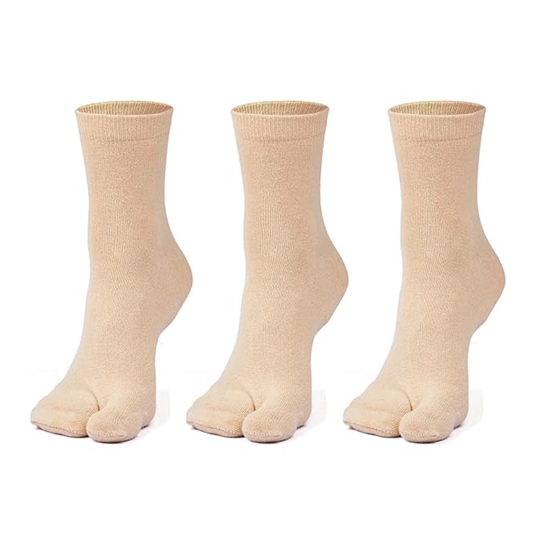 Women's Ankle Length Cotton Thumb Socks, Pack of 3