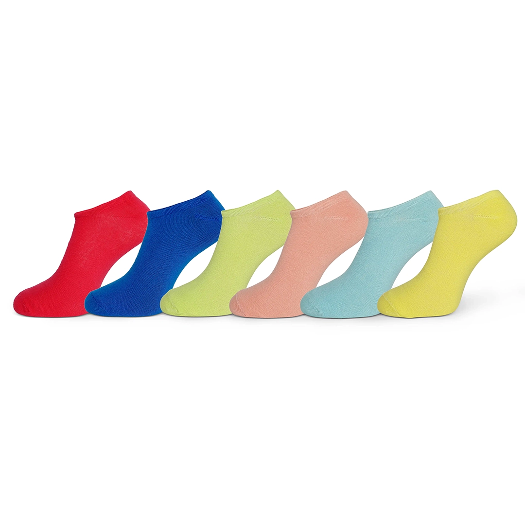 Women's Low Ankle Length Plain Cotton Socks, Pack of 6