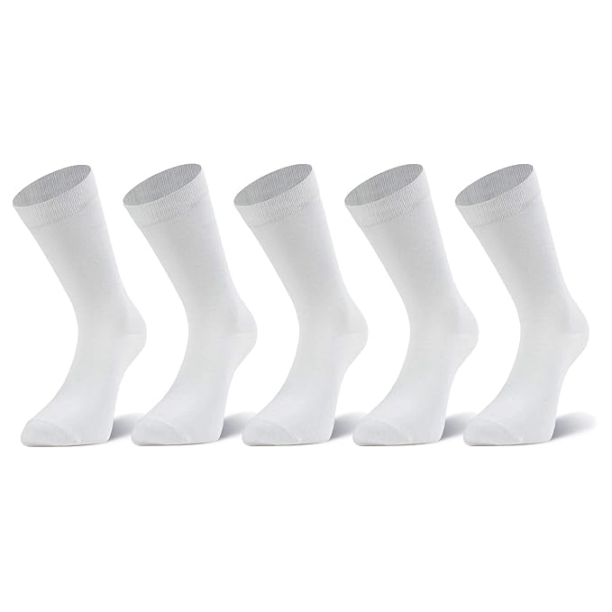 Kid's Regular Length School Cotton White Socks for Boys And Girls, Pack of 5, Size 3 (5 - 6 years)