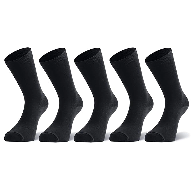 Kid's Regular Length School Cotton Black Socks for Boys And Girls, Pack of 5, Size 3 (5 - 6 years)