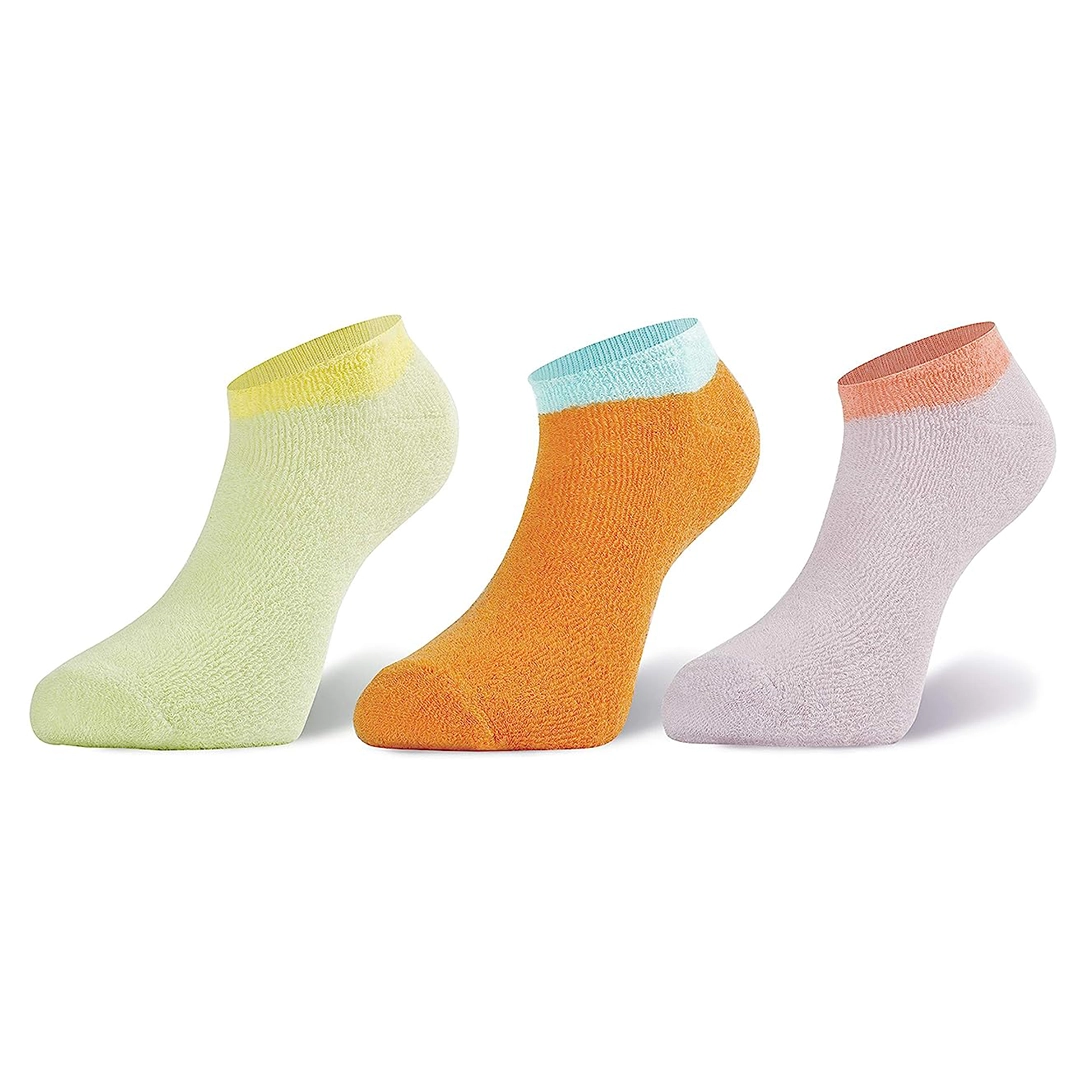 Women's Low Ankle Length Outside Terry, Fuzzy and Cozy Cotton Socks, Pack of 3