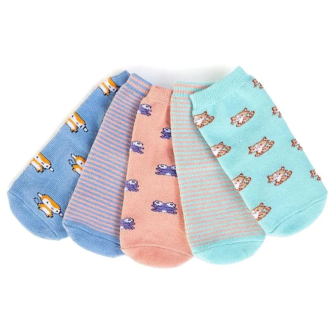 Kid's Crew Length Cotton Socks for Baby Boy and Baby Girl, Pack of 5, Size 6 months - 12 months