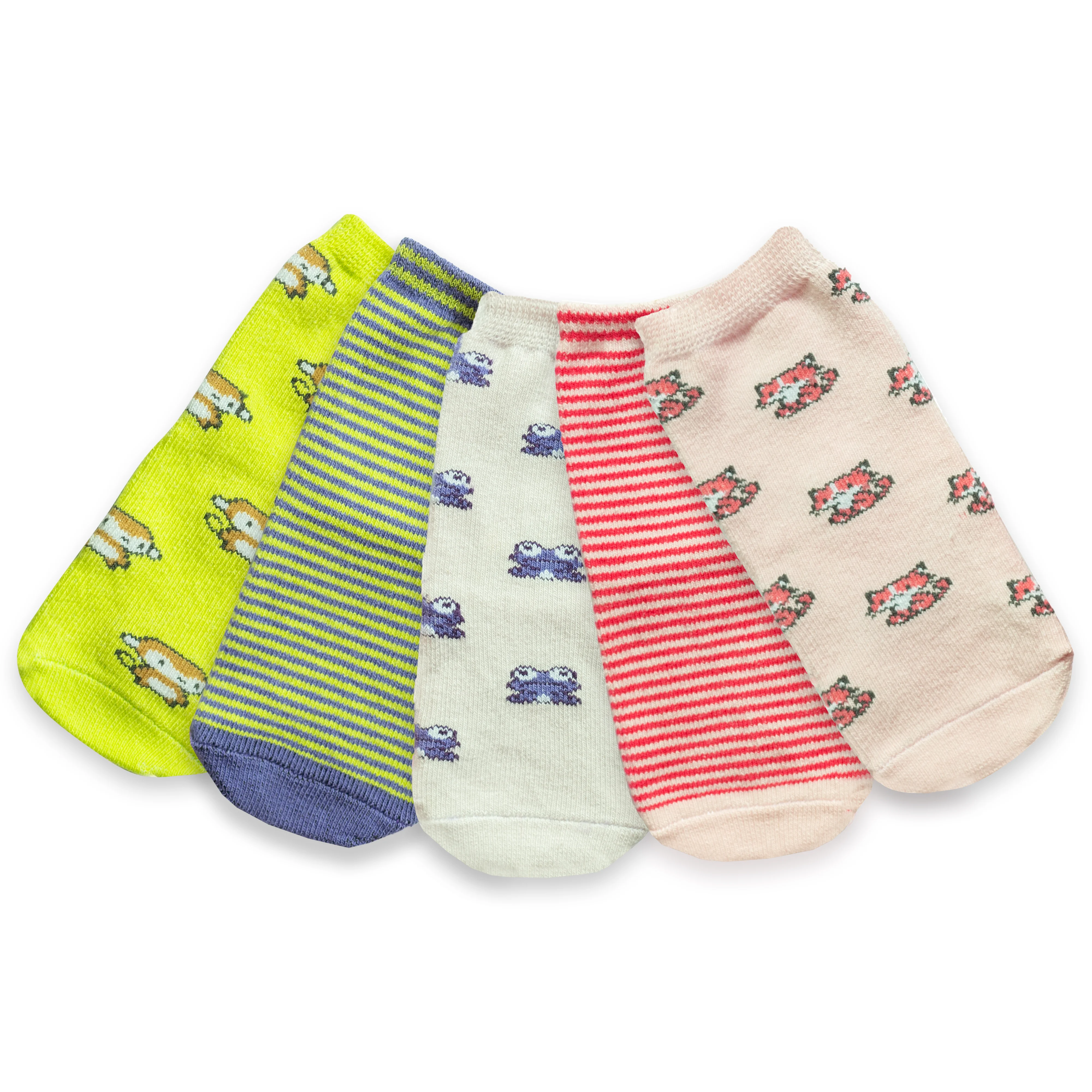 Kid's Crew Length Cotton Socks for Boys and Girls, Pack of 5, Size 2 years - 4 years