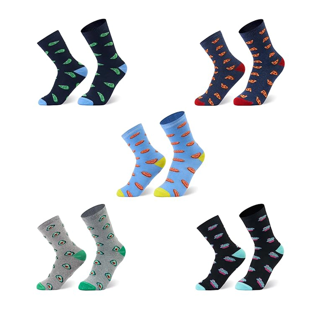 Kid's Crew Length Cotton Socks for Boys and Girls, Pack of 5, Size 7 years - 8 years