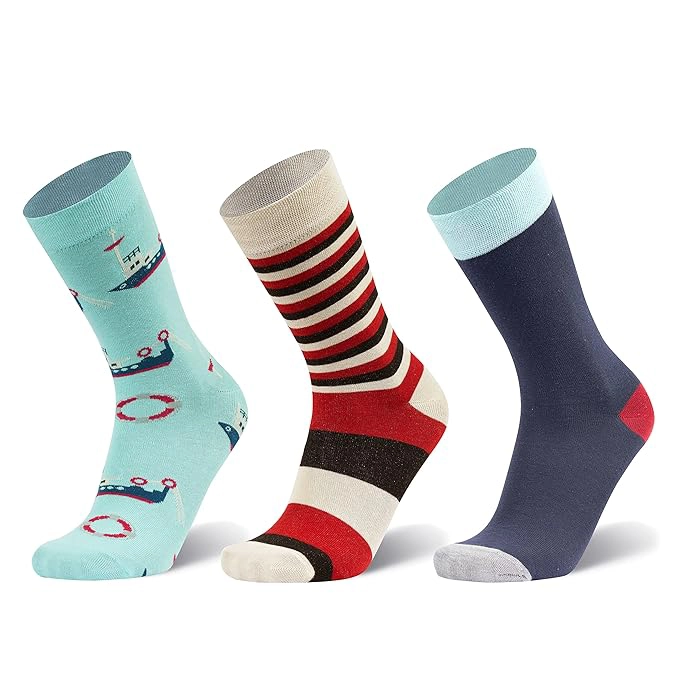 Men's Crew Length Fun Cotton Socks, Pack of 3