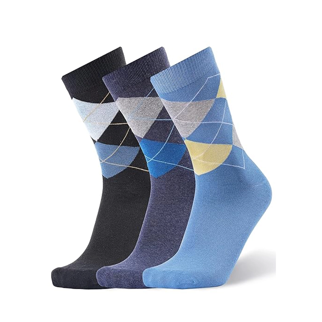 Men's Crew Length Cotton Argyle Socks, Pack of 3