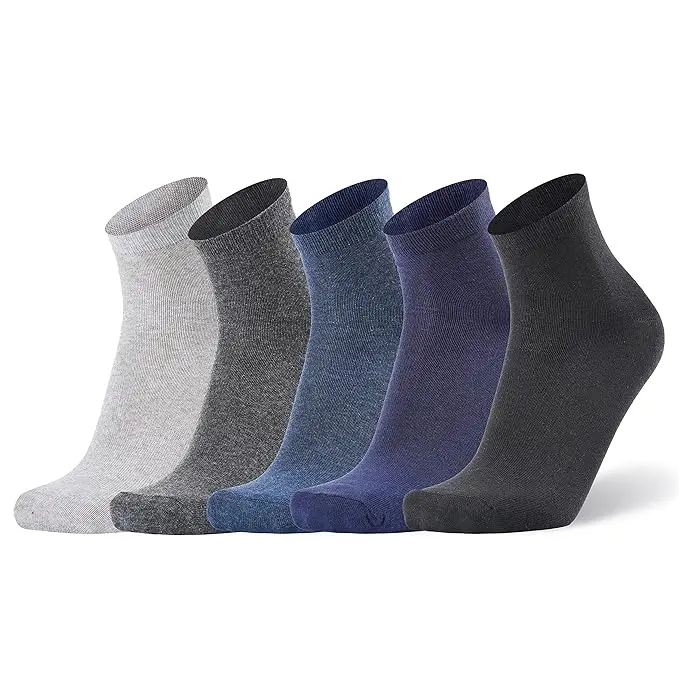 Men's Ankle Length Plain Cotton Socks, Pack of 5