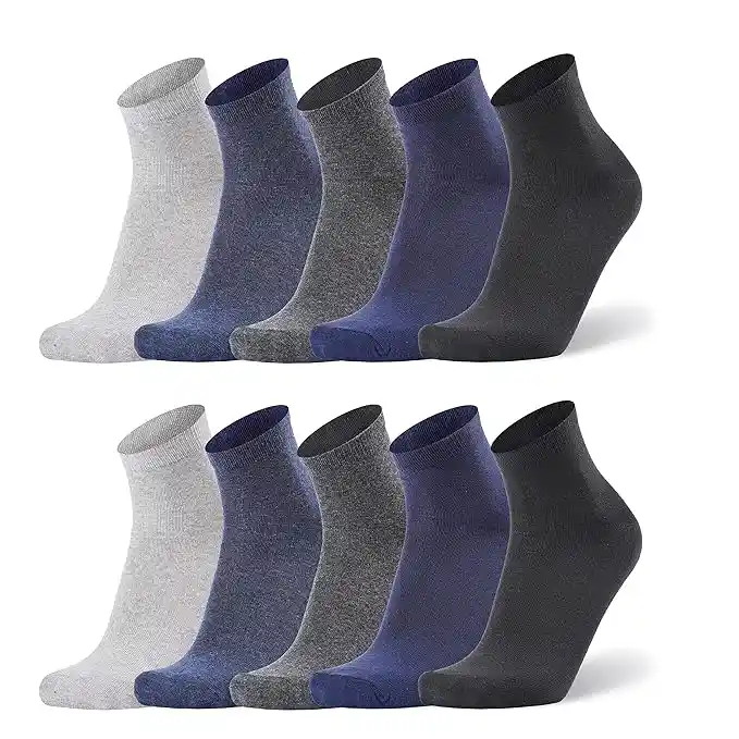 Men's Ankle Length Plain Cotton Socks, Pack of 10